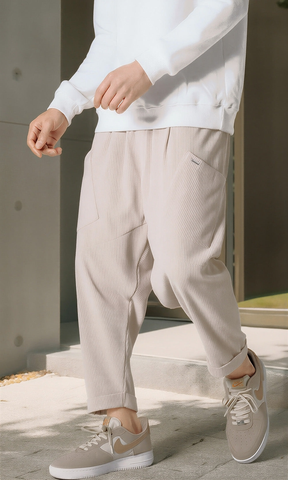 QL Sarouel Design Kadife in Beige