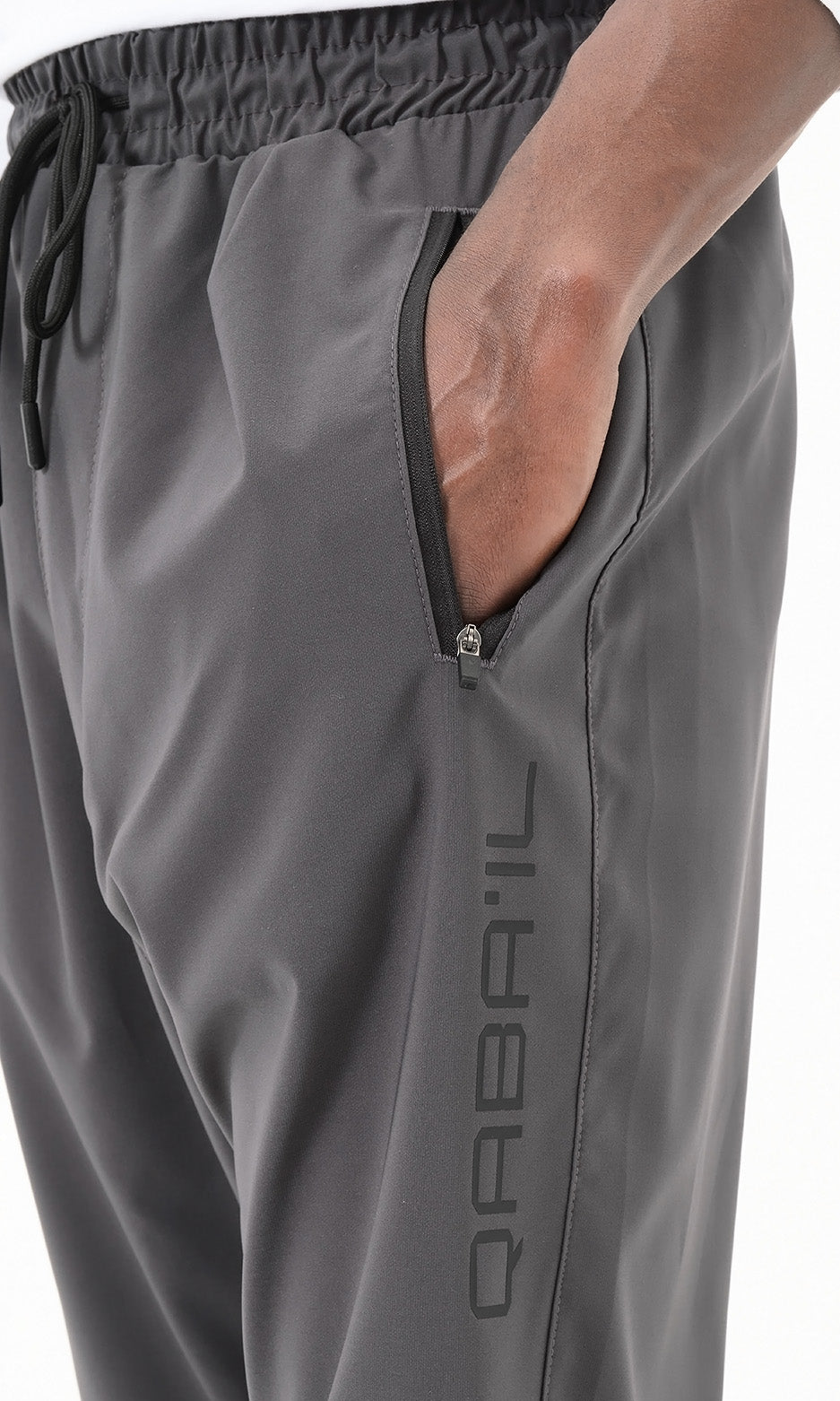  QL Pantalon Cross Over in Dark Grey - QABA'IL,