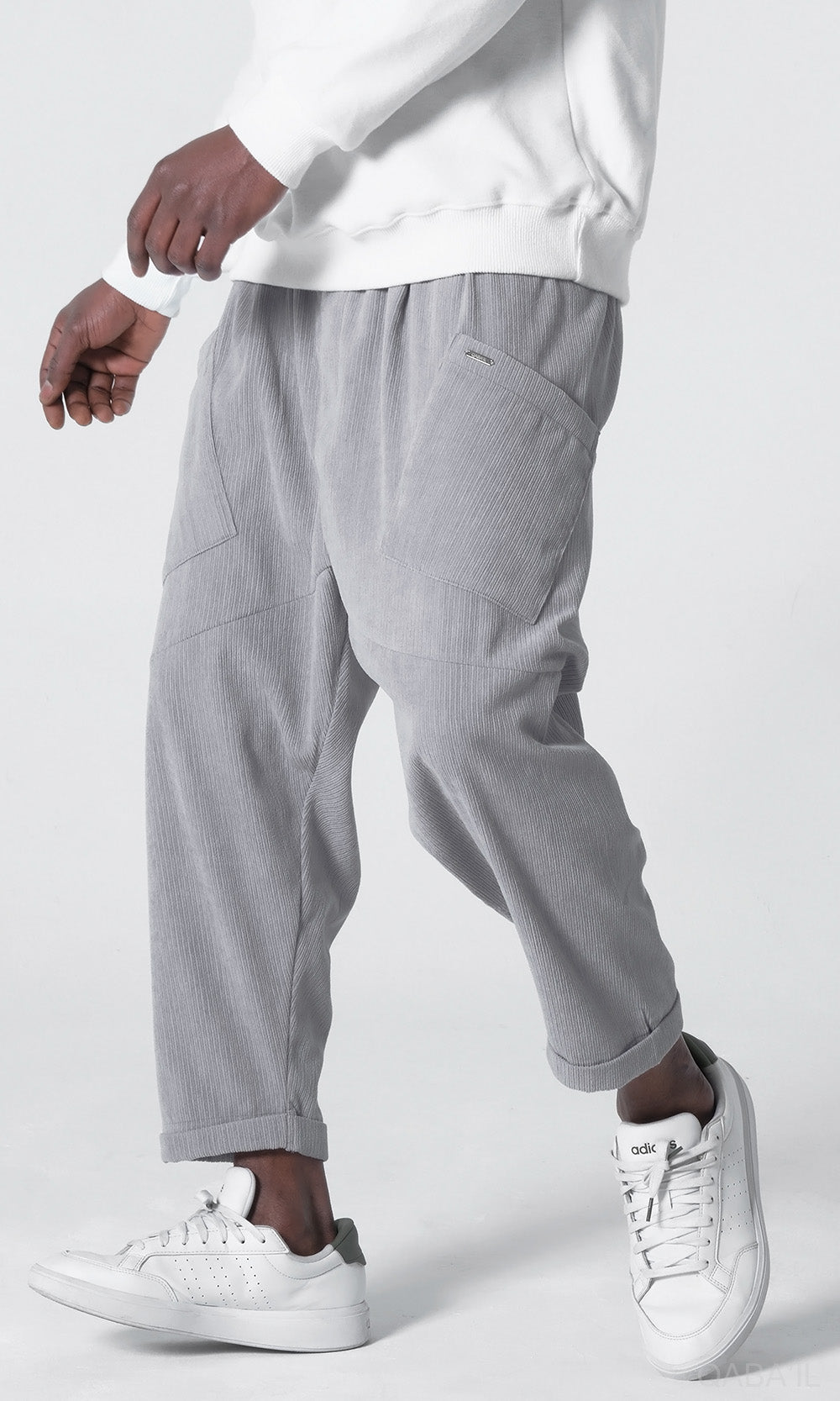 QL Sarouel Design Kadife in Hellgrau