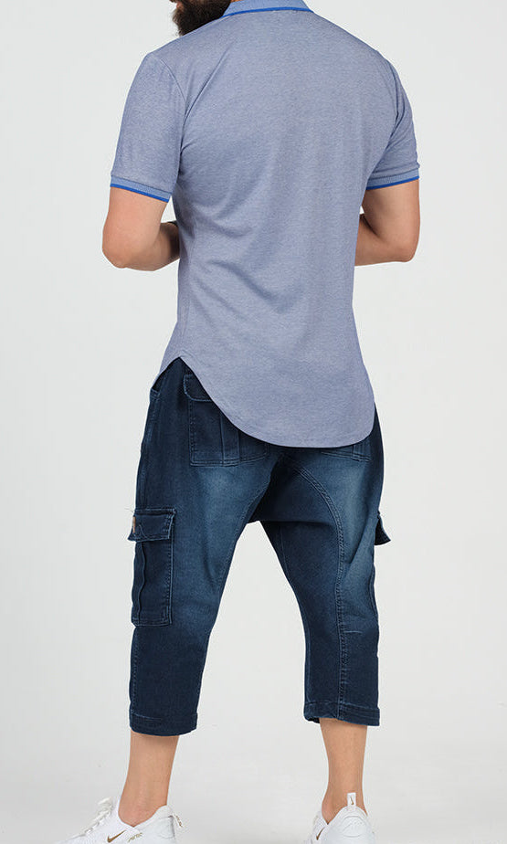  QL Pantacourt Cargo Jeans in Dark Blue - QABA'IL,
