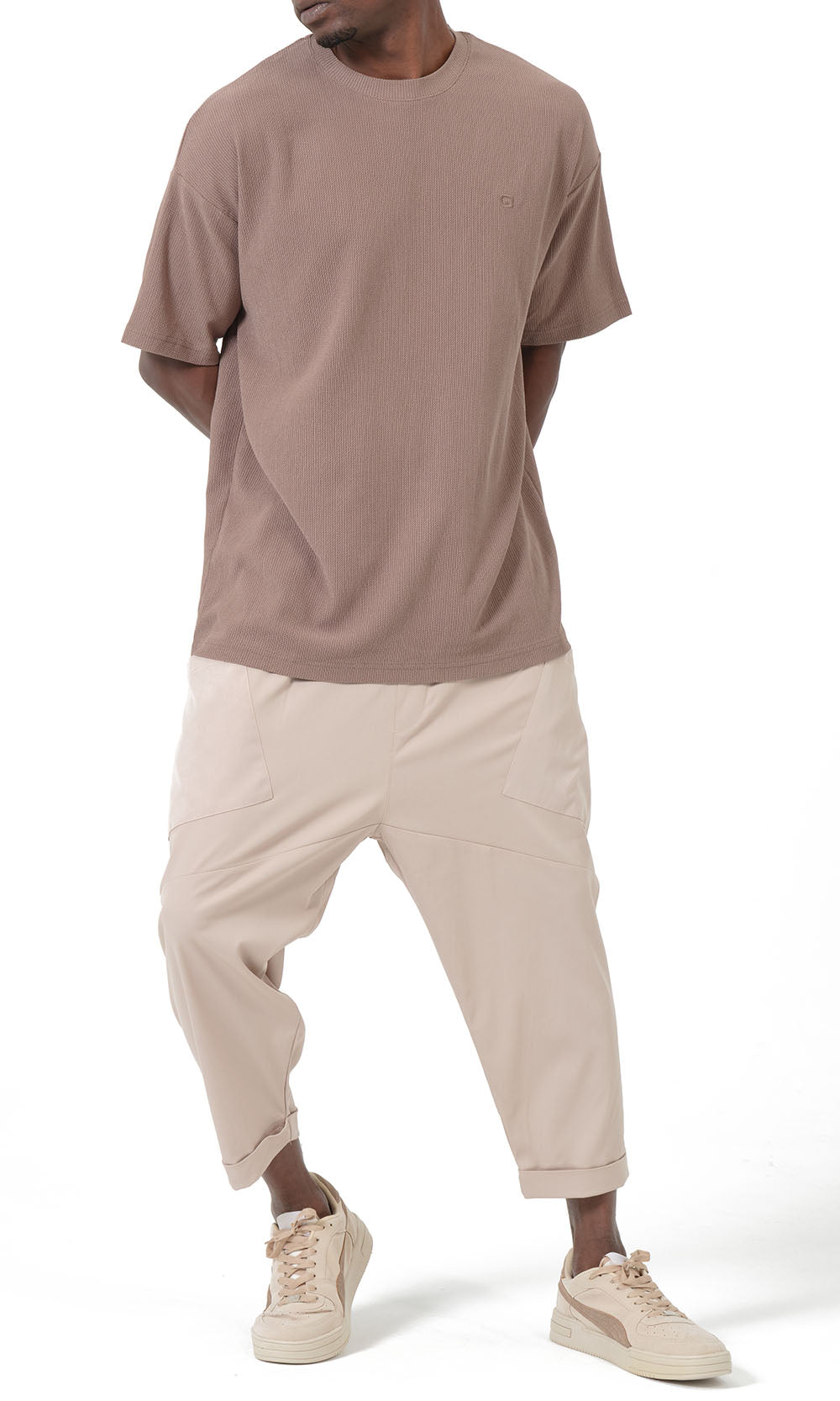 QTT3001 T-Shirt Oversized Waffle in Taupe