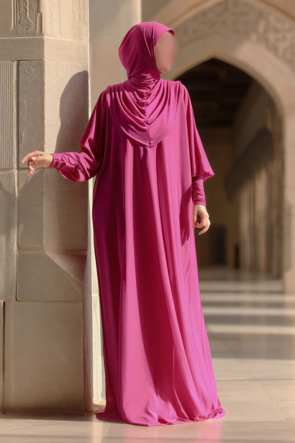 SB Integrated Hijab Relaxed Batwing Abaya AS016 in Berry