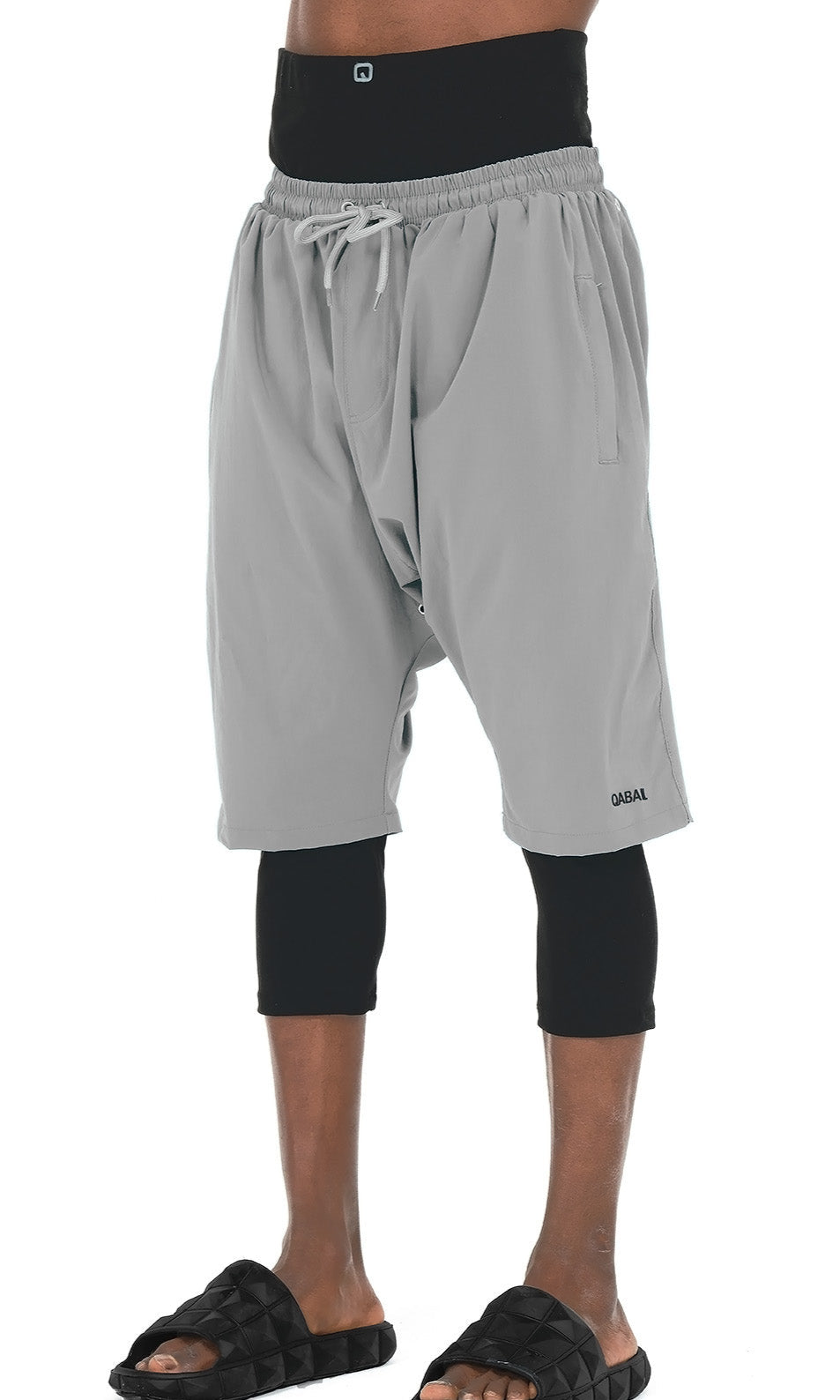  QL Halal Swim Shorts in Light grey and Black - QABA'IL,